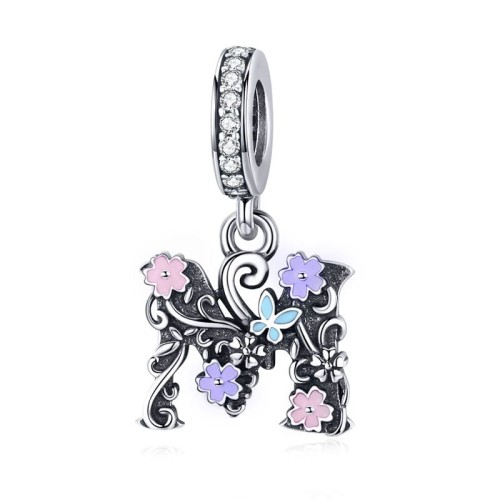 Przejdź do produktu CHARMS - SREBRO 925 - LITERA M - KWIATY 