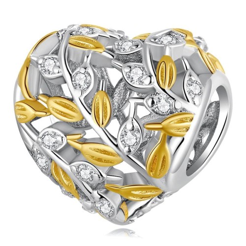 Przejdź do produktu CHARMS - SREBRO 925 - SERCE - LIŚĆ