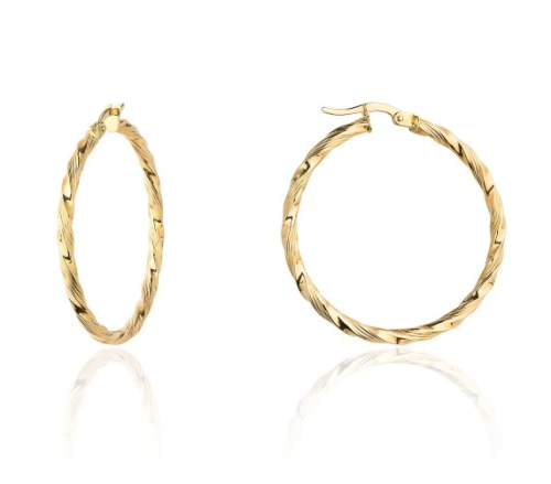 Przejdź do produktu ZŁOTE KOLCZYKI 585 KOŁA PLECIONE 34 MM ANGIELSKIE