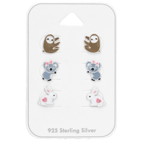 Przejdź do produktu KOMPLET DZIECIĘCY - SREBRO 925 - LENIWIEC - KOALA - KRÓLIK