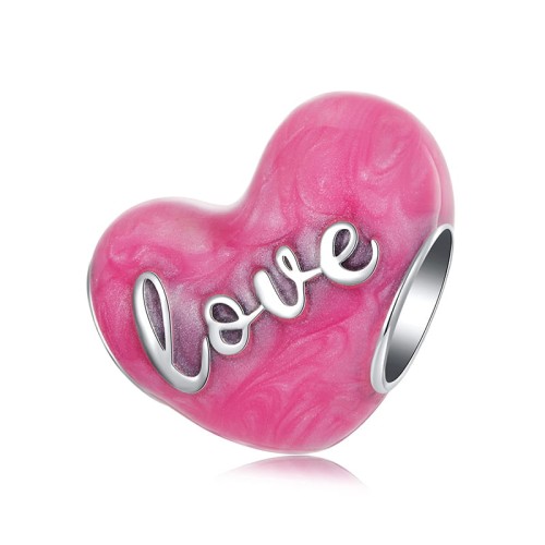 Przejdź do produktu CHARMS - SREBRO 925 - RÓŻOWE SERCE LOVE