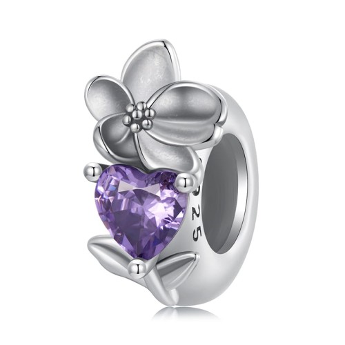 Przejdź do produktu CHARMS - SREBRO 925 - KWIATEK SERCE  