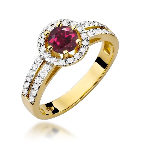 Przejdź do produktu Złoty Pierścionek z Rodolitem 0.60ct i Diamentami 0.20ct