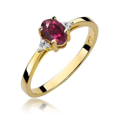 Przejdź do produktu Złoty Pierścionek z Rodolitem 0.50ct i Diamentami 0.052ct