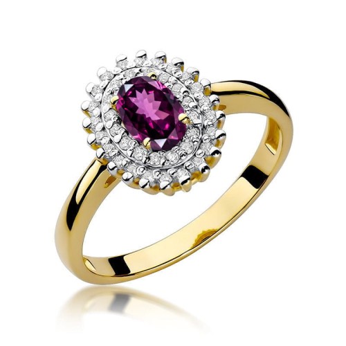 Przejdź do produktu Złoty Pierścionek z Rodolitem 0.50ct i Diamentami 0.195ct
