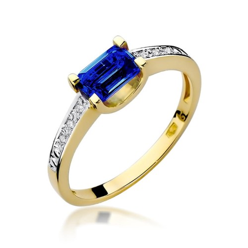 Przejdź do produktu Złoty Pierścionek z Szafirem 0.60ct i Diamentami 0.03ct