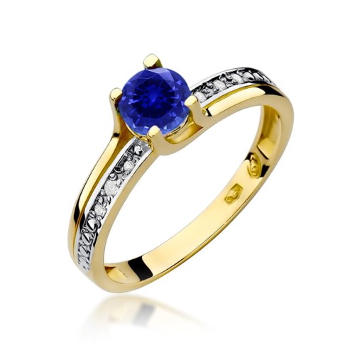 Przejdź do produktu Złoty Pierścionek z Szafirem 0.50ct i Diamentami 0.03ct
