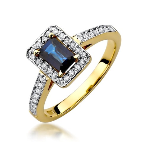 Przejdź do produktu Złoty Pierścionek z Szafirem 0.60ct i Diamentami 0.22ct