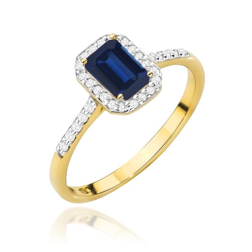 Przejdź do produktu Złoty Pierścionek z Szafirem 0.60ct i Diamentami 0.186ct