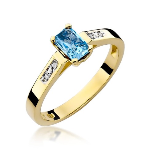 Przejdź do produktu Złoty Pierścionek z Topazem 0.65ct i Diamentami 0.04ct