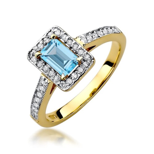Przejdź do produktu Złoty Pierścionek z Topazem 0.65ct i Diamentami 0.22ct