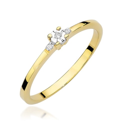Przejdź do produktu Złoty Pierścionek z Diamentem 0.0086ct i Diamentami 0.01ct
