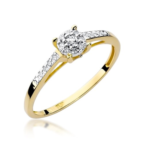 Przejdź do produktu Złoty Pierścionek z Diamentem 0.04ct i Diamentami 0.08ct