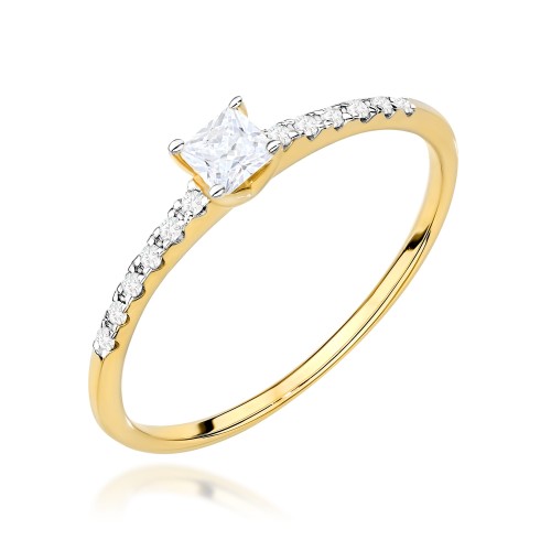Przejdź do produktu Złoty Pierścionek z Diamentem 0.15ct i Diamentami 0.06ct