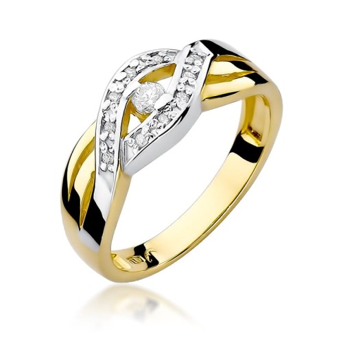 Przejdź do produktu Złoty Pierścionek z Diamentem 0.05ct i Diamentami 0.05ct