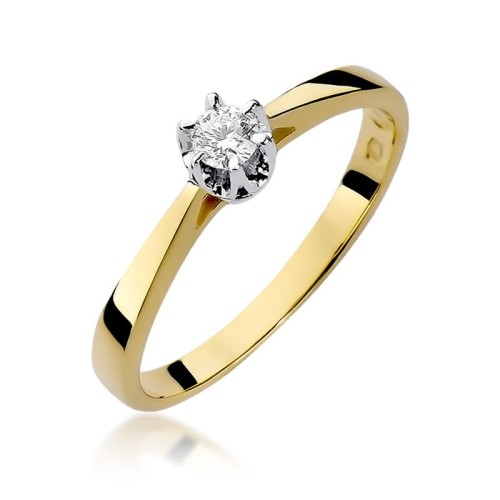 Przejdź do produktu Złoty Pierścionek z Diamentem 0.12ct
