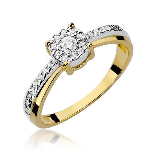 Przejdź do produktu Złoty Pierścionek z Diamentem 0.08ct i Diamentami 0.178ct