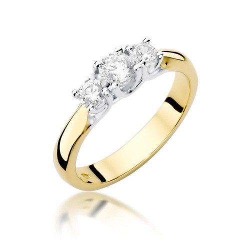 Przejdź do produktu Złoty Pierścionek z Diamentem 0.25ct i Diamentami 0.24ct
