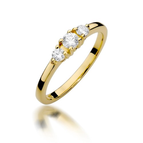 Przejdź do produktu Złoty Pierścionek z Diamentem 0.15ct i Diamentami 0.18ct