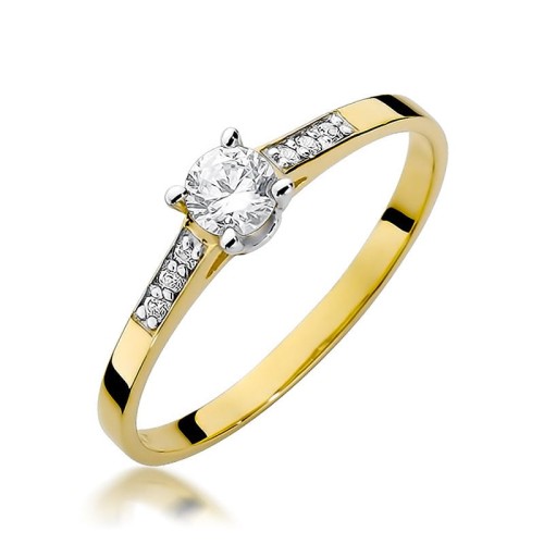 Przejdź do produktu Złoty Pierścionek z Diamentem 0.15ct i Diamentami 0.06ct
