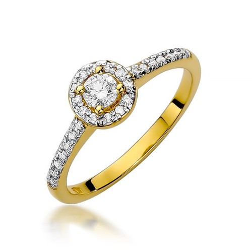 Przejdź do produktu Złoty Pierścionek z Diamentem 0.15ct i Diamentami 0.13ct