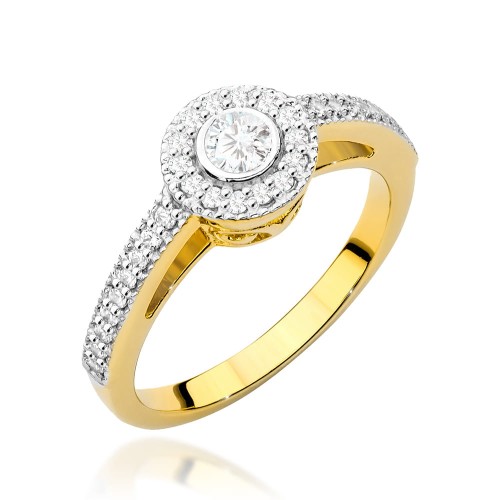 Przejdź do produktu Złoty Pierścionek z Diamentem 0.15ct i Diamentami 0.225ct