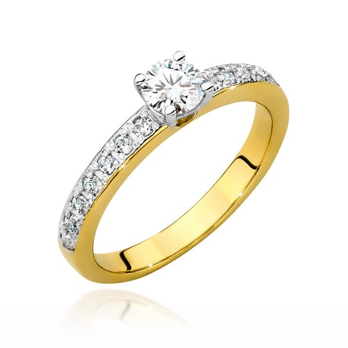Przejdź do produktu Złoty Pierścionek z Diamentem 0.50ct i Diamentami 0.203ct