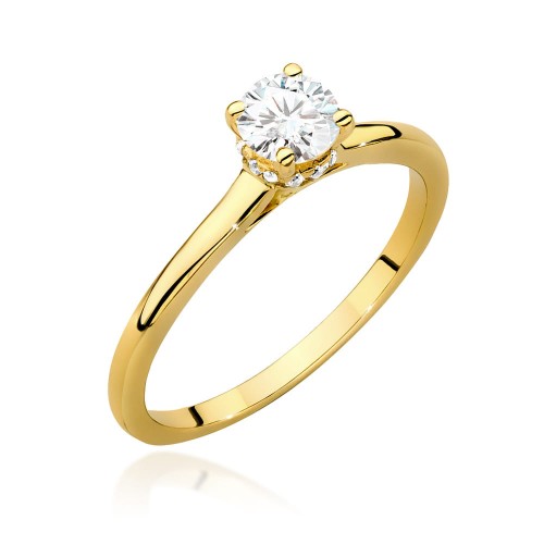 Przejdź do produktu Złoty Pierścionek z Diamentem 0.40ct i Diamentami 0.06ct