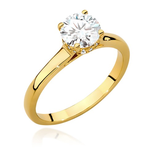 Przejdź do produktu Złoty Pierścionek z Diamentem 1.00ct i Diamentami 0.07ct