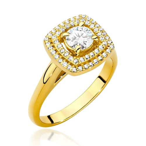 Przejdź do produktu Złoty Pierścionek z Diamentem 0.50ct i Diamentami 0.28ct