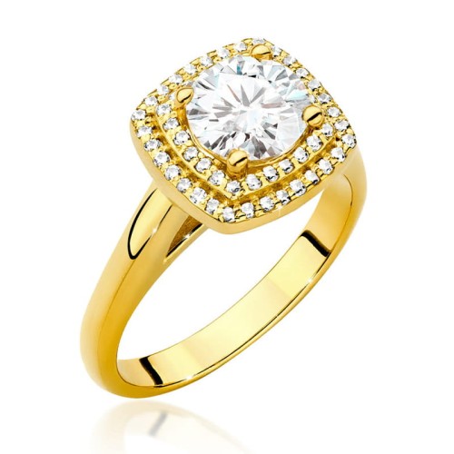Przejdź do produktu Złoty Pierścionek z Diamentem 1.00ct i Diamentami 0.28ct