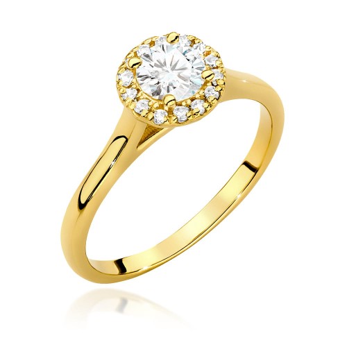 Przejdź do produktu Złoty Pierścionek z Diamentem 0.50ct i Diamentami 0.12ct