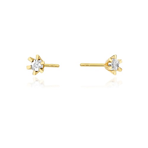 Przejdź do produktu Złote Kolczyki z Diamentem 0.0172ct