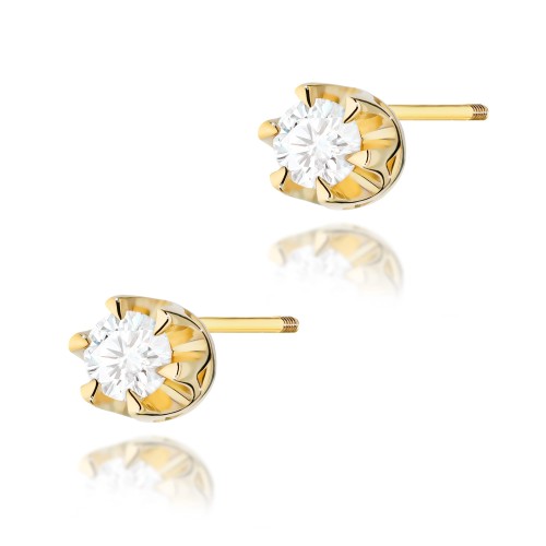 Przejdź do produktu Złote Kolczyki z Diamentem 0.16ct Zakręcany