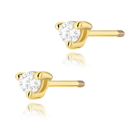 Przejdź do produktu Złote Kolczyki z Diamentem 0.08ct Zakręcany