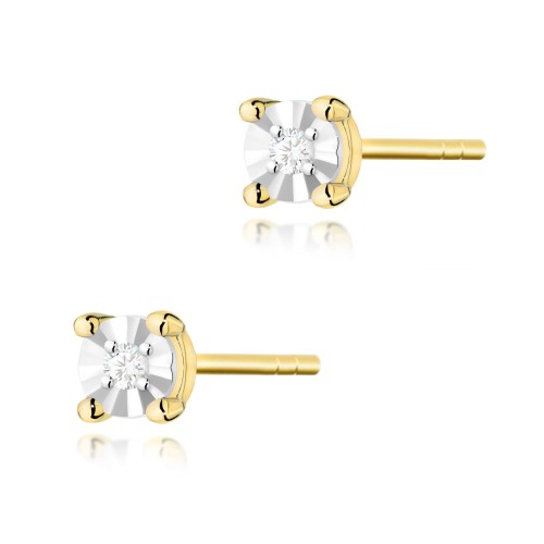 Przejdź do produktu Złote Kolczyki z Diamentem 0.02ct