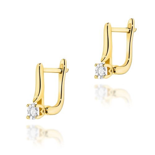 Przejdź do produktu Złote Kolczyki z Diamentem 0.06ct
