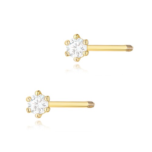 Przejdź do produktu Złote Kolczyki z Diamentem 0.08ct