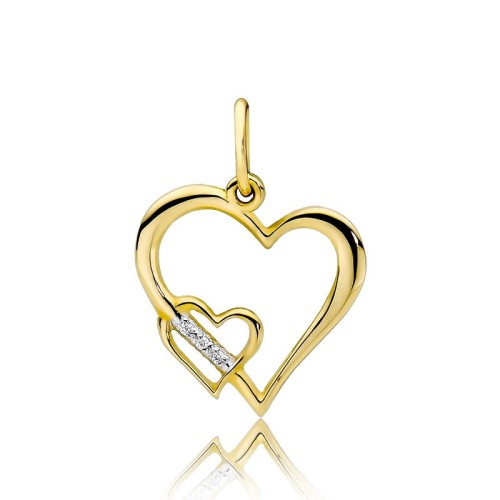 Przejdź do produktu Złota Zawieszka Serce z Diamentami 0.015ct
