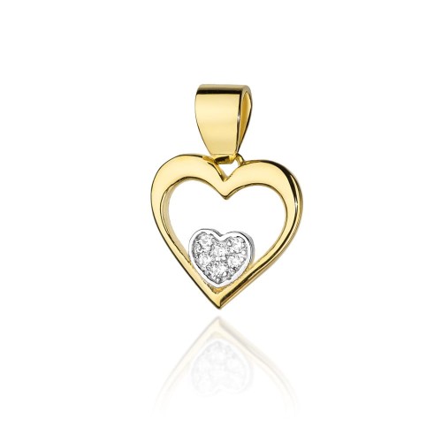Przejdź do produktu Złota Zawieszka Serce z Diamentami 0.052ct