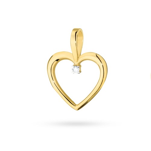 Przejdź do produktu Złota Zawieszka Serce z Diamentem 0.05ct i Diamentami 0.005ct