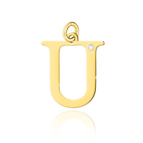 Przejdź do produktu Złota Zawieszka Litera U z Diamentem 0.005ct i Diamentami 0.005ct