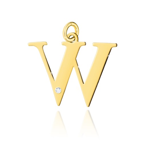 Przejdź do produktu Złota Zawieszka Litera W z Diamentem 0.005ct i Diamentami 0.005ct
