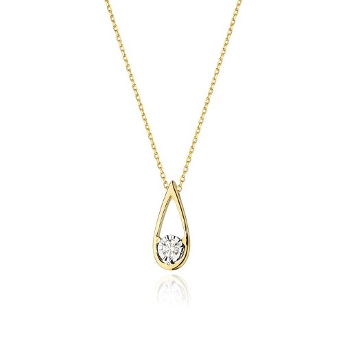 Przejdź do produktu Złoty Naszyjnik Łezka z Diamentem 0.08ct