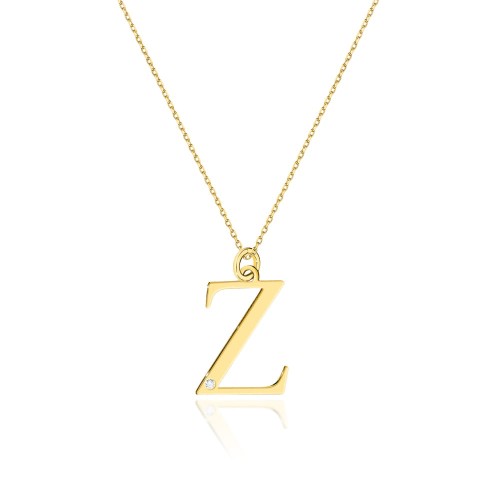 Przejdź do produktu Złoty Naszyjnik Litera Z z Diamentem 0.005ct       