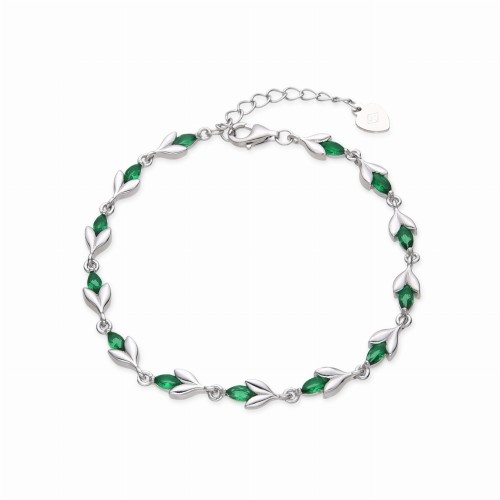 Przejdź do produktu SREBRNA BRANSOLETKA SREBRO 925 LISTEK ELEGANCKA CYRKONIA 