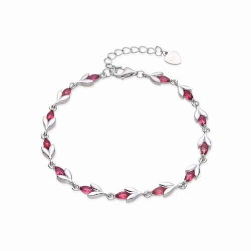 Przejdź do produktu SREBRNA BRANSOLETKA SREBRO 925 LISTEK ELEGANCKA CYRKONIA 