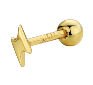 Przejdź do produktu ZŁOTE KOLCZYKI SREBRO 925 PIERCING HELIX PIORUN