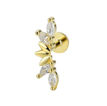 Przejdź do produktu ZŁOTE KOLCZYKI SREBRO 925 PIERCING HELIX LISTEK