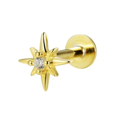 Przejdź do produktu ZŁOTE KOLCZYKI SREBRO 925 PIERCING HELIX GWIAZDA